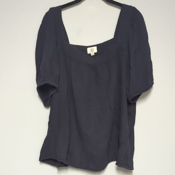 Cosmic Blue love Black Boxy Blouse with Relaxed Fit - Picture 1 of 7